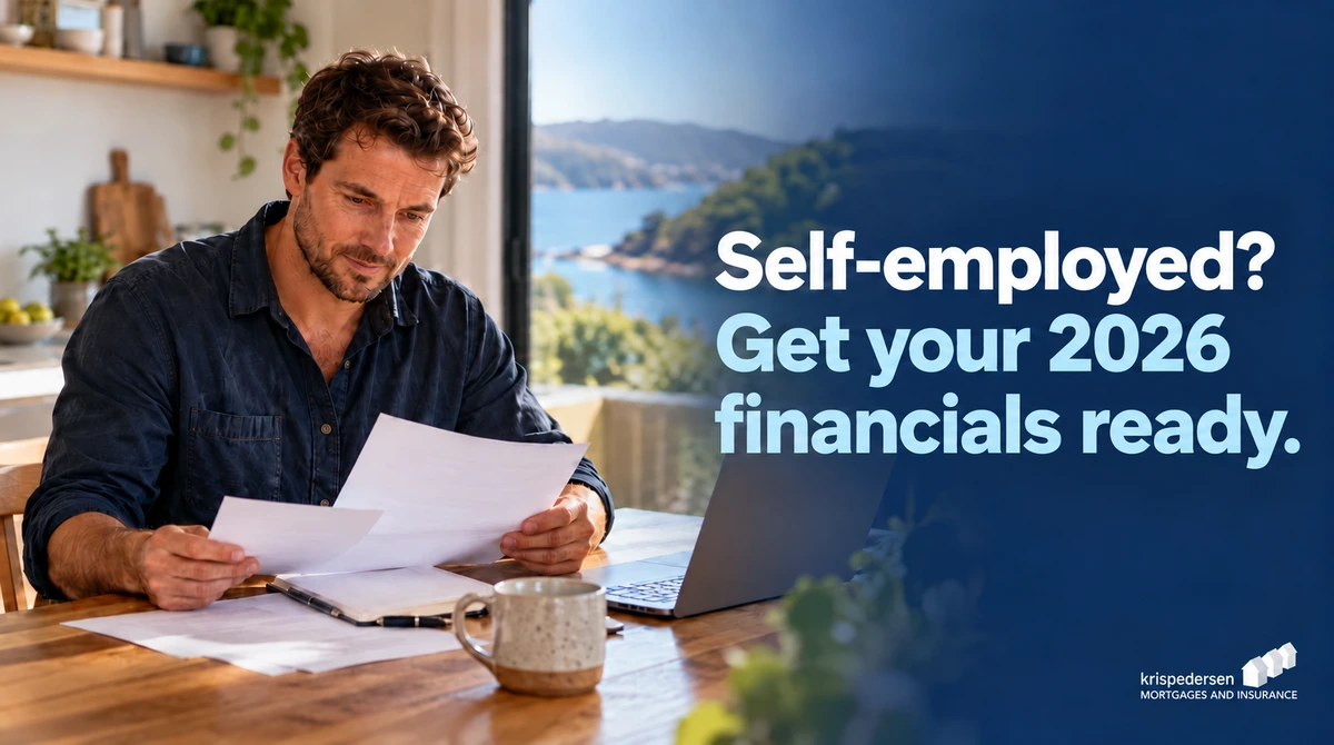 Self-employed business owner reviewing financial statements at a kitchen table. Self-employed? Get your 2026 financials ready.
